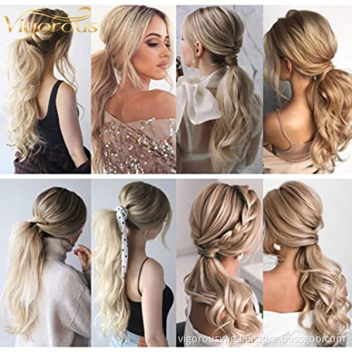 Vigorous 18" Curly Wrap Around Pony Tail Hairpiece Wavy Clip In Human Woman Hair Synthetic Magic Paste Ponytail Hair Extensions